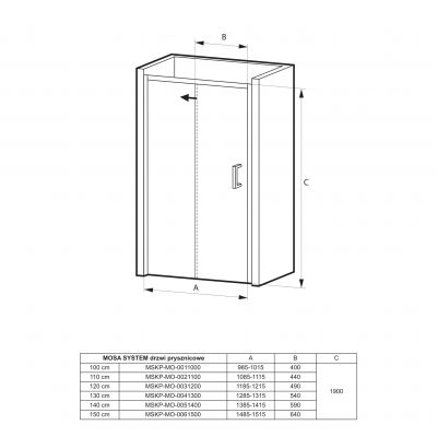 Massi Mosa System drzwi prysznicowe 120 cm szkło przezroczyste MSKP-MO-0031200