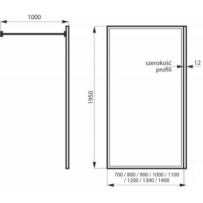 Massi Walk-In Fix Black ścianka prysznicowa 110 cm czarny mat/szkło przezroczyste MSKP-FA1021-110-BL