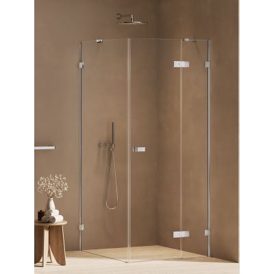 New Trendy Oxia kabina prysznicowa 80x80 cm kwadratowa prawa chrom połysk/szkło przezroczyste AXJ-0133-WU