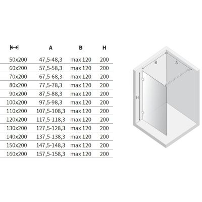 New Trendy Oxia ścianka prysznicowa walk-in 120 cm chrom połysk/szkło przezroczyste AXJ-0211