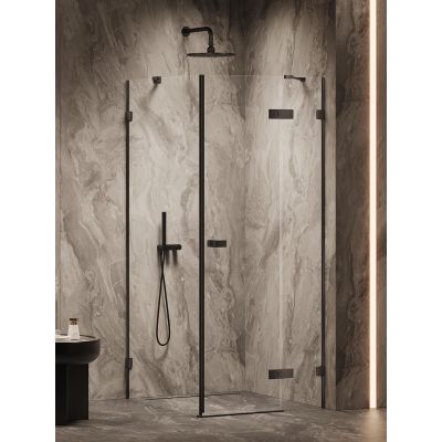 New Trendy Oxia Black kabina prysznicowa 90x80 cm prostokątna prawa czarny mat/szkło przezroczyste AXJ-0354-WU