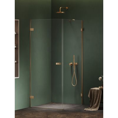 New Trendy Oxia Gold Brushed kabina prysznicowa 80x80 cm kwadratowa lewa złoty szczotkowany/szkło przezroczyste AXJ-0491-WU