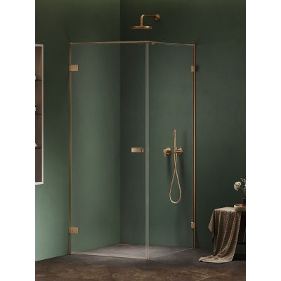 New Trendy Oxia Gold Brushed kabina prysznicowa 80x80 cm kwadratowa lewa złoty szczotkowany/szkło przezroczyste AXJ-0491