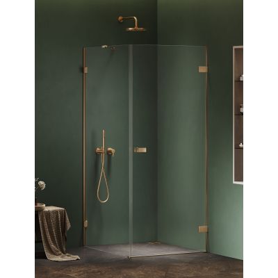 New Trendy Oxia Gold Brushed kabina prysznicowa 80x80 cm kwadratowa prawa złoty szczotkowany/szkło przezroczyste AXJ-0515-WU