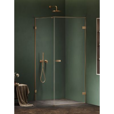 New Trendy Oxia Gold Brushed kabina prysznicowa 80x80 cm kwadratowa prawa złoty szczotkowany/szkło przezroczyste AXJ-0515