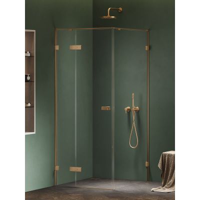 New Trendy Oxia Gold Brushed kabina prysznicowa 80x80 cm kwadratowa lewa złoty szczotkowany/szkło przezroczyste AXJ-0533