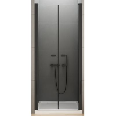New Trendy New Soleo Black drzwi prysznicowe 90 cm wnękowe czarny półmat/szkło przezroczyste D-0215A