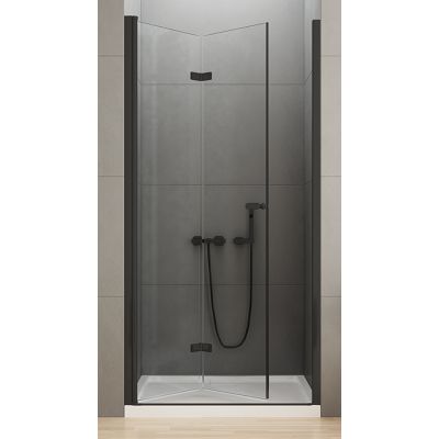 New Trendy New Soleo Black drzwi prysznicowe 120 cm wnękowe prawe czarny półmat/szkło przezroczyste D-0228A