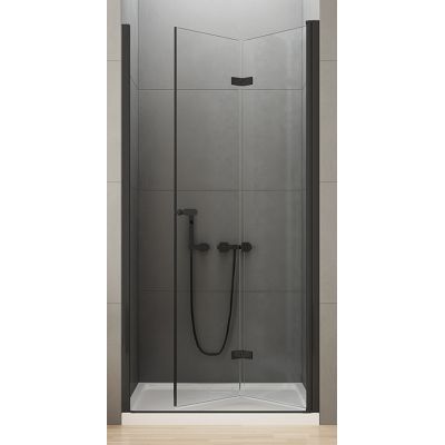 New Trendy New Soleo Black drzwi prysznicowe 90 cm wnękowe prawe czarny półmat/szkło przezroczyste D-0224A