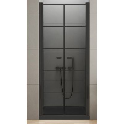 New Trendy New Soleo Black drzwi prysznicowe 100 cm wnękowe czarny półmat/szkło z nadrukiem D-0282A
