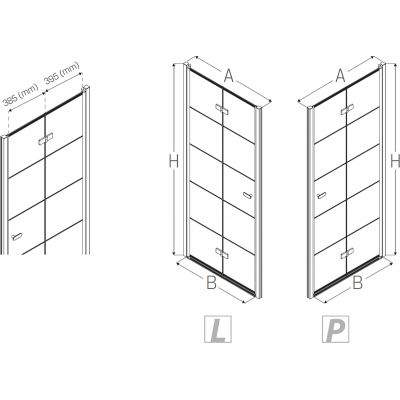 New Trendy New Soleo Black drzwi prysznicowe 90 cm wnękowe lewe czarny półmat/szkło z nadrukiem D-0283A