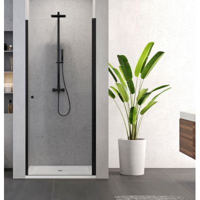 New Trendy Superia Black drzwi prysznicowe 80 cm wnękowe czarny półmat/szkło przezroczyste D-0332A