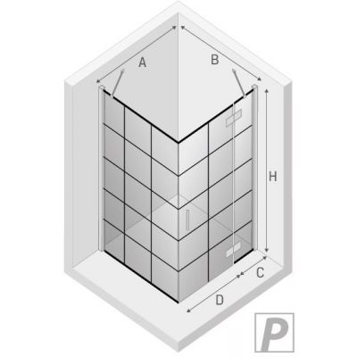 New Trendy New Renoma Black kabina prysznicowa 120x90 cm prostokątna czarny mat/szkło ze wzorem D-0385A/D-0119B