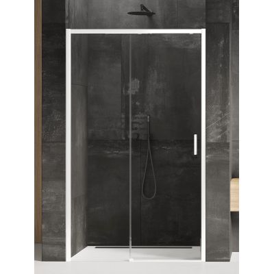 New Trendy Prime White drzwi prysznicowe 110 cm wnękowe lewe biały mat/szkło przezroczyste D-0402A