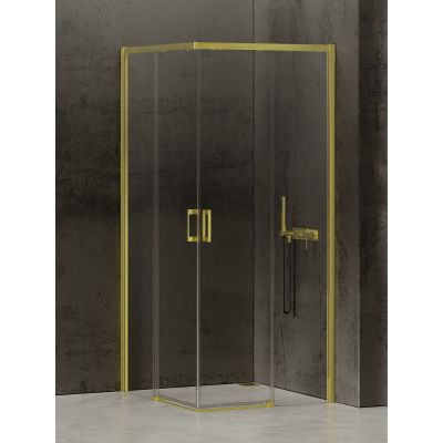 New Trendy Prime Light Gold kabina prysznicowa 90x100 cm prostokątna złoty/szkło przezroczyste D-0418A/D-0421A