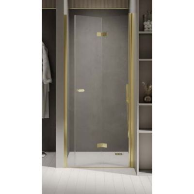 New Trendy New Soleo Light Gold drzwi prysznicowe 90 cm wnękowe prawe jasnozłoty/szkło przezroczyste D-0465A