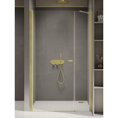 New Trendy New Soleo Light Gold drzwi prysznicowe 110 cm uchylne złoty szczotkowany/szkło przezroczyste D-0941A-WP 