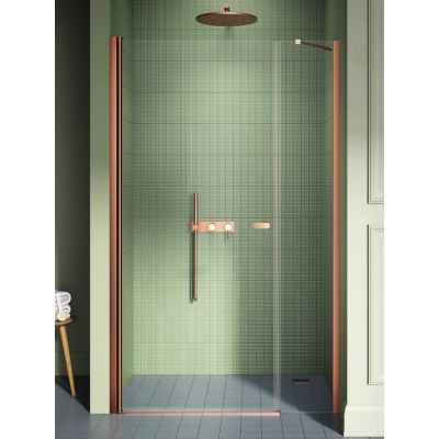 New Trendy New Soleo Copper Brushed drzwi prysznicowe 120 cm uchylne miedź szczotkowany/szkło przezroczyste D-0948A