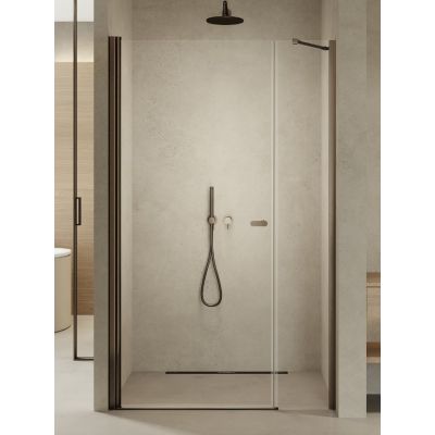 New Trendy New Soleo drzwi prysznicowe 100 cm uchylne gunmetal szczotkowany/szkło przezroczyste D-0949A