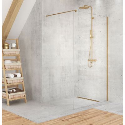 New Trendy Velio Satin Gold Walk-in ścianka prysznicowa 70 cm złoty/szkło przezroczyste D-0198B