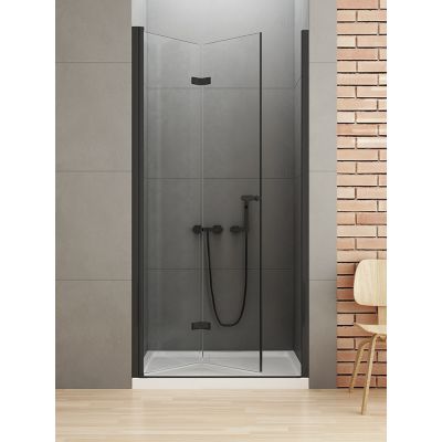 New Trendy New Soleo Black drzwi prysznicowe 80 cm wnękowe lewe czarny półmat/szkło przezroczyste D-0221A