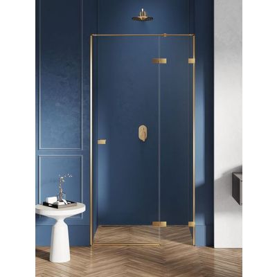 New Trendy Avexa Gold Brushed drzwi prysznicowe 110 cm prawe złoty szczotkowany/szkło przezroczyste EXK-1721