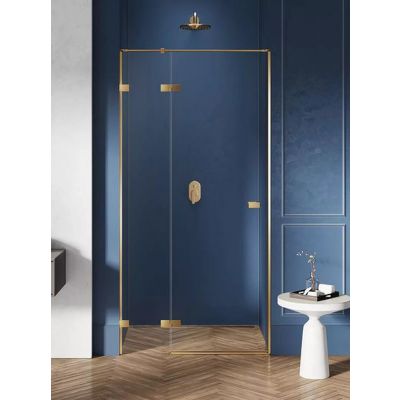 New Trendy Avexa Gold Brushed drzwi prysznicowe 90 cm wnękowe lewe złoty szczotkowany/szkło przezroczyste EXK-1716