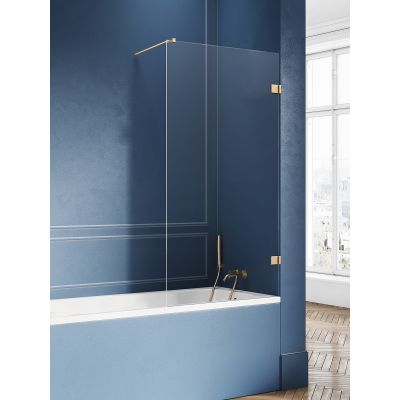 New Trendy Avexa Gold Brushed parawan nawannowy 90 cm 1-częściowy złoty szczotkowany/szkło przezroczyste EXK-2008-WP