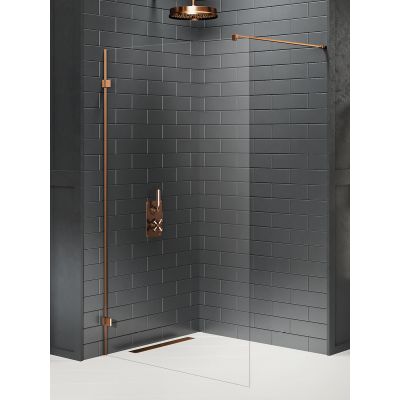 New Trendy Avexa Copper Brushed Walk-In ścianka prysznicowa 50 cm wolnostojąca miedź szczotkowana/szkło przezroczyste EXK-3750