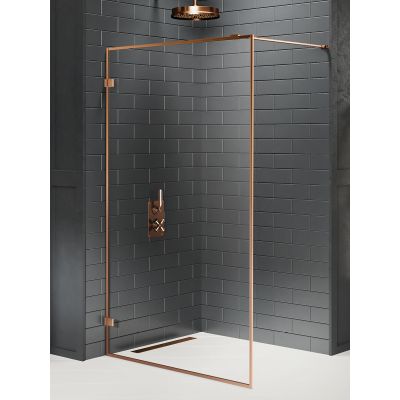 New Trendy Avexa Copper Brushed Walk-In ścianka prysznicowa 60 cm wolnostojąca miedź szczotkowana/szkło przezroczyste EXK-3795