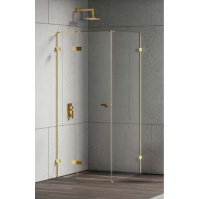 New Trendy Eventa Gold Shine kabina prysznicowa 80 cm kwadratowa lewa złoty połysk/szkło przezroczyste EXK-4690