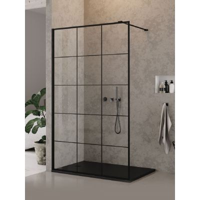 New Trendy New Modus Black ścianka prysznicowa walk-in 149 cm czarny mat/szkło ze wzorem EXK-5552