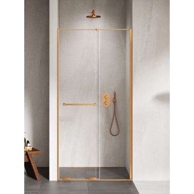 New Trendy Smart drzwi prysznicowe 140 cm rozsuwane miedź szczotkowany/szkło przezroczyste EXK-7656