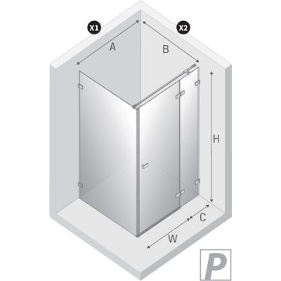 New Trendy Avexa Nickel Brushed kabina prysznicowa 80x70 cm prostokątna prawa nikiel szczotkowany/szkło przezroczyste EXK-8501