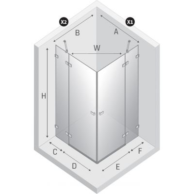 New Trendy Avexa Nickel Brushed kabina prysznicowa 90x90 cm kwadratowa nikiel szczotkowany/szkło przezroczyste EXK-8537