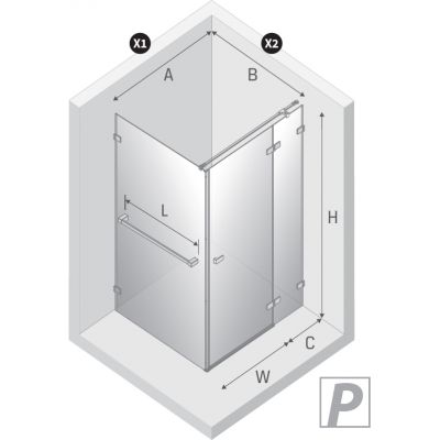 New Trendy Avexa Nickel Brushed kabina prysznicowa 100x80 cm prostokątna prawa nikiel szczotkowany/szkło przezroczyste EXK-8699