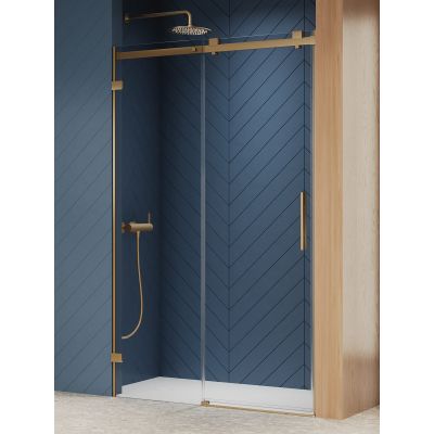 New Trendy Softi X Gold Brushed drzwi prysznicowe 100 cm rozsuwane lewe złoty szczotkowany/szkło przezroczyste EXK-8922