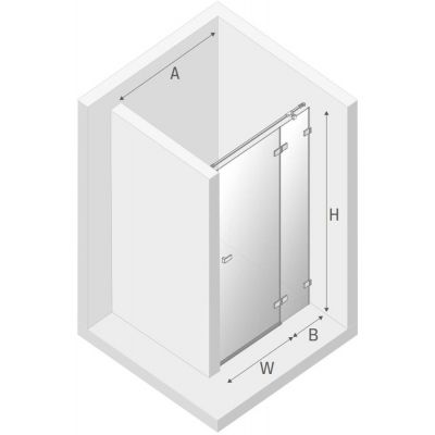 New Trendy Avexa drzwi prysznicowe 120 cm wnękowe prawe chrom/szkło przezroczyste EXK-1450