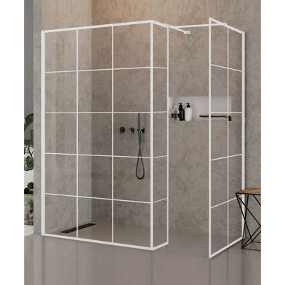 New Trendy New Modus White ścianka prysznicowa 100 cm wolnostojąca biały mat/szkło z nadrukiem EXK-2241