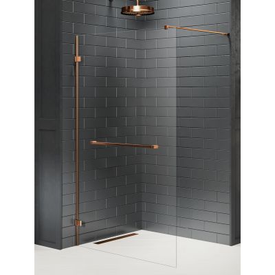 New Trendy Avexa Copper Brushed Walk-In ścianka prysznicowa 80 cm wolnostojąca miedź szczotkowana/szkło przezroczyste EXK-3785