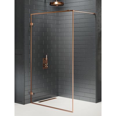 New Trendy Avexa Copper Brushed Walk-In ścianka prysznicowa 140 cm wolnostojąca miedź szczotkowana/szkło przezroczyste EXK-4324