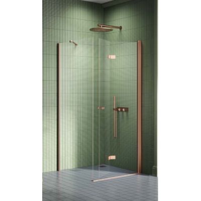 New Trendy New Soleo Copper Brushed kabina prysznicowa 90x90 cm kwadratowa prawa miedź szczotkowana/szkło przezroczyste K-2065