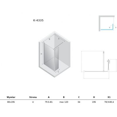 New Trendy New Soleo Gold Brushed ścianka prysznicowa walk-in 80 cm złoty szczotkowany/szkło przezroczyste K-4335