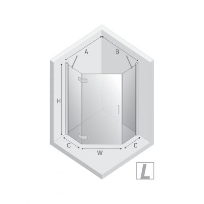 New Trendy Nesta Gunmetal Brushed kabina prysznicowa 90x90 cm pięciokątna gunmetal szczotkowany/szkło przezroczyste K-4787