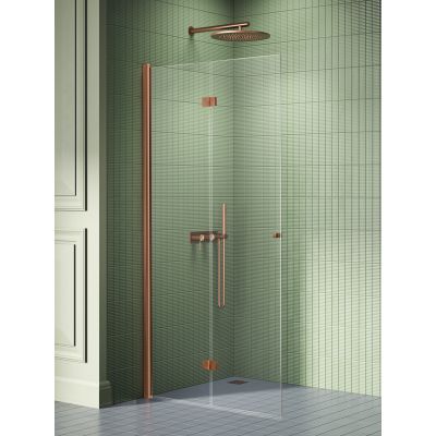 New Trendy New Soleo Copper Brushed ścianka prysznicowa walk-in 90 cm lewa miedź szczotkowana/szkło przezroczyste K-5783