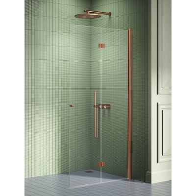 New Trendy New Soleo Copper Brushed ścianka prysznicowa walk-in 90 cm prawa miedź szczotkowana/szkło przezroczyste K-5784