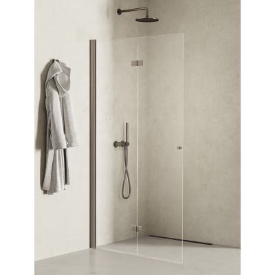 New Trendy New Soleo Gunmetal Brushed ścianka prysznicowa walk-in 90 cm lewa gunmetal szczotkowany/szkło przezroczyste K-5793