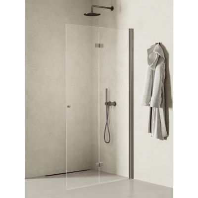 New Trendy New Soleo Gunmetal Brushed ścianka prysznicowa walk-in 90 cm prawa gunmetal szczotkowany/szkło przezroczyste K-5794