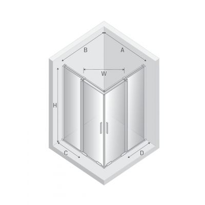 New Trendy Smart Gunmetal Brushed kabina prysznicowa 90x90 cm kwadratowa gunmetal szczotkowany/szkło przezroczyste EXK-7914