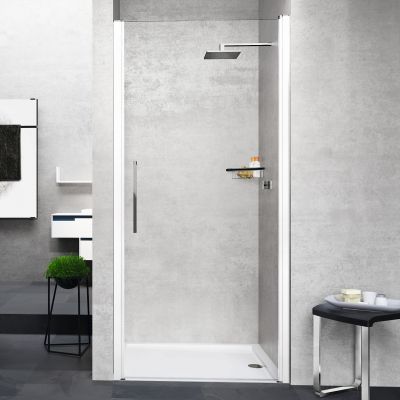 Novellini Young 1B drzwi prysznicowe 57 cm biały mat/szkło przezroczyste Y21B57-1U